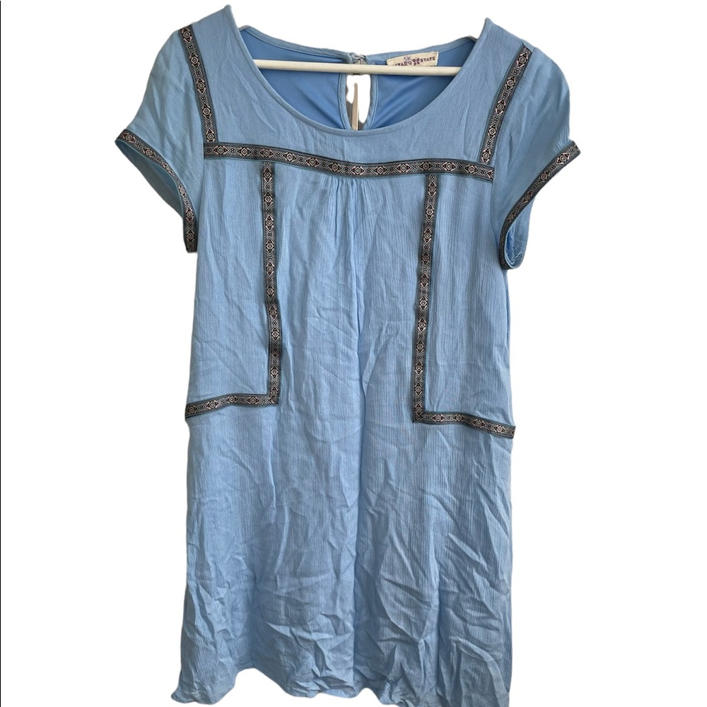 Altar’d State blue short sleeve shirt dress geometric tribal pattern. Sz M